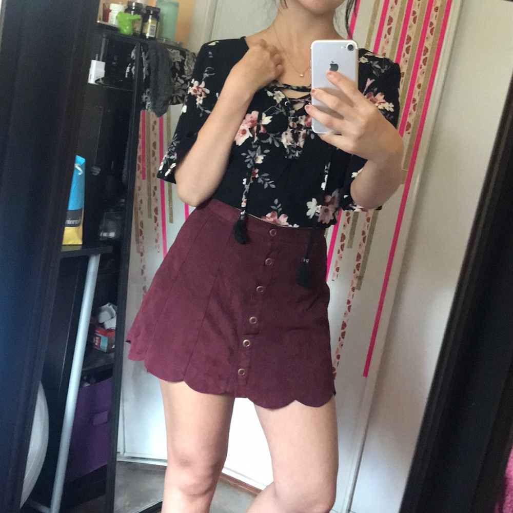 Button up Scallop Skirt